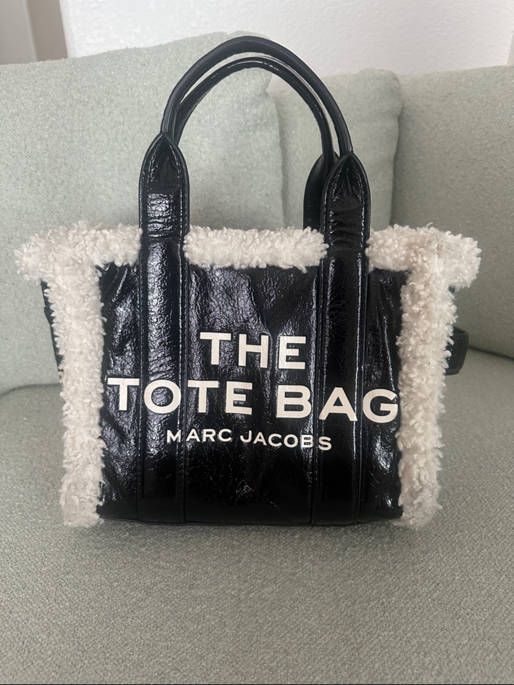 Marc Jacobs Black Tote with Cream Shearling Trim